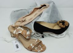 One pre-owned Nicholas Kirkwood cork and white sandals size 41. One pre-owned Chloe natural