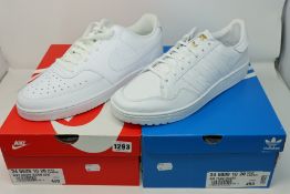 One as new Nike white court vision trainers size UK 11 (3406281020). One as new Adidas White Adi