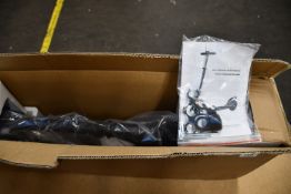 One boxed E9 electric power assisted scooter.