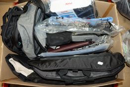 A quantity of as new assorted backpacks to include Timbuk2, Gul and a Samsonite suit carrier and