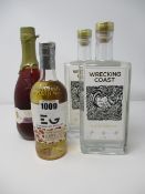 Two bottles of Wrecking Coast Clotted Cream gin (70cl), one bottle of Edinburgh Gin Pomegranate &