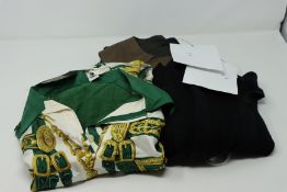 One pre-owned LHD black knit crop sweater (Size unknown). One pre-owned Hermes Brides de Gala silk