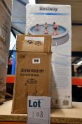 A boxed as new Bestway Quick Up pool with cover (12ft), with spare flow pump.