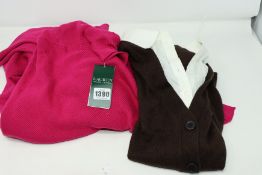 One as new Ralph Lauren fucsia open cardigan size XXL. One as new Ralph Lauren knitted brown