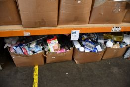 Four boxes of miscellaneous items to include toiletry, tools and household related items.