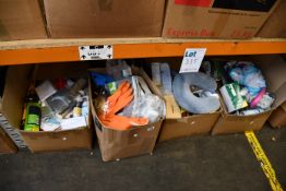 Five boxes of miscellaneous items to include one Bike Right rapid bike wash liquid, one Gamma-QRS