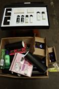 One box of mainly as new toiletries/cosmetics and related items to include Bed Head Tigi mega