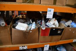 Five boxes of miscellaneous items to include one Shakespeare Oracle salmon fly fishing reel, one