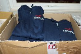 One large quantity of as new Hollister blue zip up hoodies (Security tag attached).