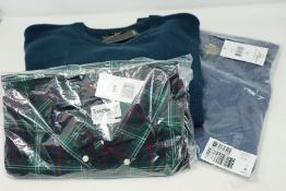 One as new Ralph Lauren blue short sleeve shirt size XL. One as new M&Co petrol blue knitted