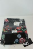 One as new Desigual black with floral decorations wallet (19SAYF08. small mark on the back bottom