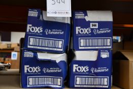 Six boxes of twelve 120g packs of Fox's Milk Chocolate Viennese biscuits (BB 06/02/21).