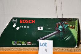 One boxed Bosch AHS 60-26 electric corded hedge trimmer.