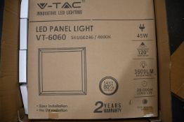 Five boxed as new V-TAC LED panel lights VT-6060.
