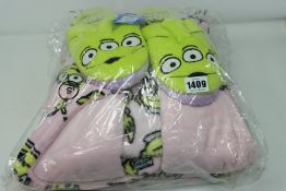 One as new Toy Story pink dressing gown with aliens size L/XL. One as new Toy Story alien slippers