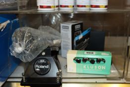 A quantity of musical instrument equipment and related items to include one Duesenberg les trem 2