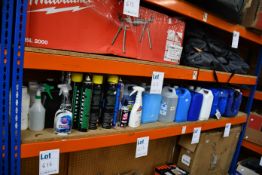 A quantity of miscellaneous liquids and related items.