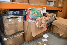 A quantity of assorted knitting wool/sewing cottons and material.