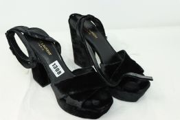 One pre-owned Saint Laurent black velvet platform sandals size 39.5.