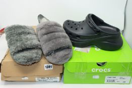 One as new Ugg Fluff Yeah Slide size UK 6 (1779497520). One as new Crocs BAE platform classic size