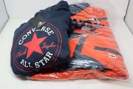 One boy's as new Lands' End Waterproof Squall orange coat size L/14-16 (511342). One as new Umbro