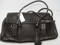 One pre-owned Prada dark brown leather handbag (Side of the internal coating is unstitched).