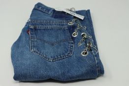 One women's as new EB Denim Vintage Blue Chain Pant size M.