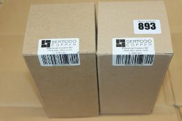 Two boxed as new Sertodo Copper Marakan Shaker Sets, 18oz and 30oz cups (Engraved Sipsmith London,