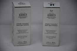 Two boxed as new Kiehl's Clearly Corrective Dark Spot Solution (100ml).