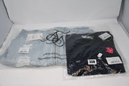 One as new SikSilk Distressed Denim Bomber Jacket Size UK 38 (Colour: Light Blue. Model: SS-