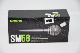One boxed as new Shure SM58 Legendary Vocal microphone.