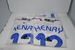 Two as new retro Zidane No 10 Adidas football tops and two as new retro Henry N0 12 Adidas