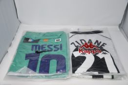 Two as new retro Kappa Zidane No 21 football tops (UK M), and two as new retro Nike Messi No 10