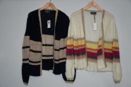 An as new Wyse of London knitted navy/cream and gold striped cardigan (S/M). An as new Wyse of