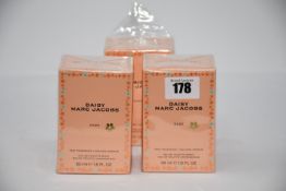 Three boxed as new Marc Jacobs Daisy Daze eau de toilette (50ml).