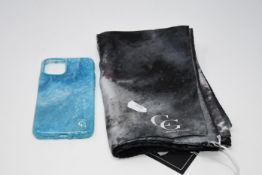 An as new Camilla Ghione Deep Thoughts silk scarf (RRP €249) together with a Camilla Ghione phone