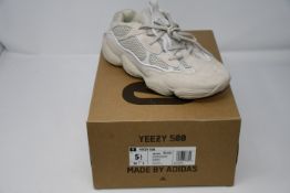 One pair of boxed as new Adidas Yeezy 500 sneakers in blush (UK 5).