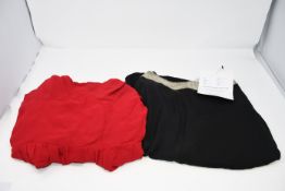 A Reformation square neckline knee-length dress (Size unknown) and an Alice+Olivia scoop neck mini