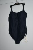 One as new Milea Mini Rib DD/E Maillot swimsuit. Colour: ink. Size 14 (1284E - RIB).