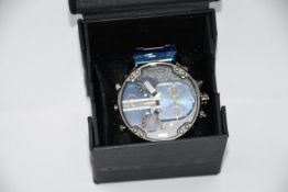 One boxed Diesel DZ7331 Daddy 2.0 gunmetal grey stainless steel chronograph watch.