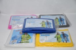 Eighteen as new waterproof rain coats, various colours (One size).