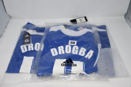 Three as new retro official performance cool climate Adidas Drogba No 11 football tops (UK M).