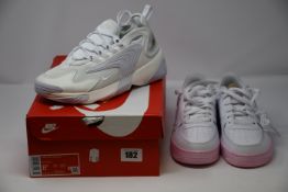 One as new Nike Womens Zoom 2K TrainerSail/White size UK 6. One as new Nike Air Force 1 '07 Brick
