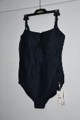 One as new Milea Mini Rib DD/E Maillot swimsuit. Colour: ink. Size 14 (1284E - RIB).