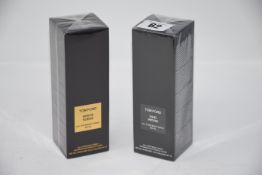 An as new Tom Ford white suede all over body spray (150ml) and a Tom Ford oud wood all over body