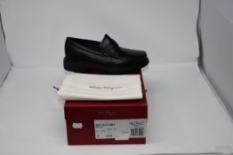 A pair of boxed as new Salvatore Ferragamo Beckford Nero calf shoes (UK 5).