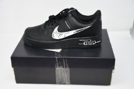 One boxed Nike Air Force 1 LV8 Utility shoes. Colour black/white-black. Size UK 8.