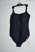 One as new Milea Mini Rib DD/E Maillot swimsuit. Colour: ink. Size 12 (1284E - RIB).