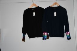 Two as new Wyse of London blue/black jumper with sequin cuffs (Size1).