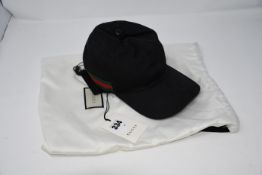 One as new Gucci Original GG canvas baseball hat with Web. Colour: black.